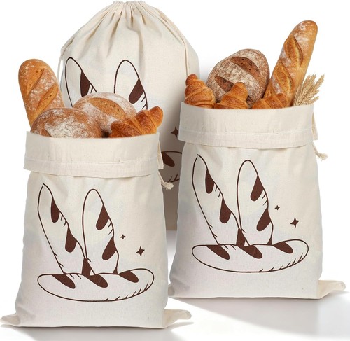 Leinen brotbeutel 3er - brotbeutel, mit