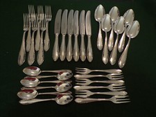 Wellner 394 Laurin Röschenmuster Tafelbesteck 6 Personen 30 Teile Silber 90er