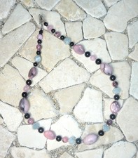 ★ kurze Kette ★ Collier ★ rosa, grau & schwarz ★