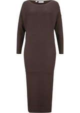 Strickkleid mit Fledermausärmeln Gr. 36/38 Dunkelbraun Mini Langarm-Kleid Neu*