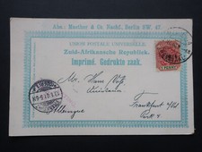 SAR Südafrika Karte 1 Penny 1901 Boer War Transval - Frankfurt Oder