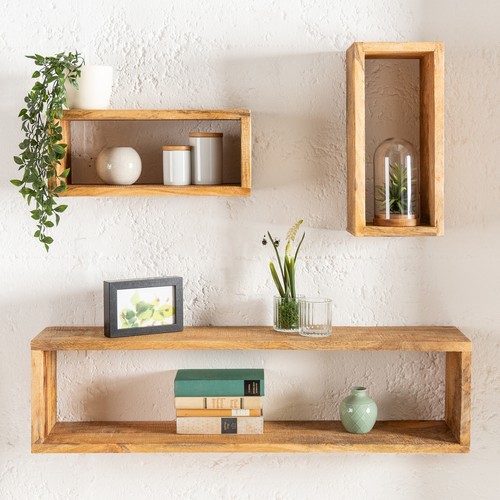 Massives wandregal 3er set - massives,