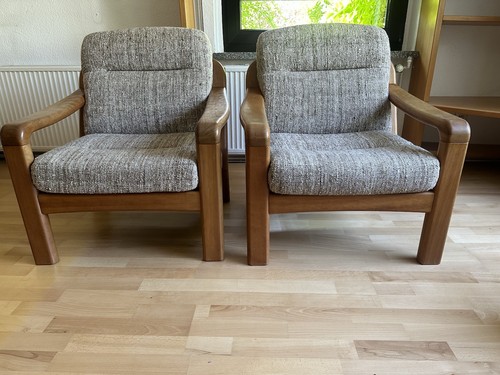 Holz sessel stoff - 2x,