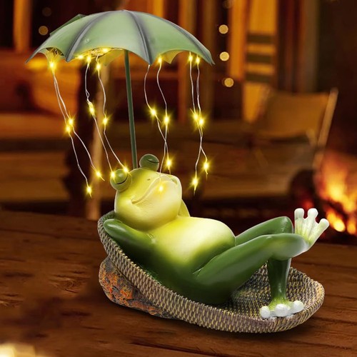 Frosch gartenfiguren mit solar - frosch,
