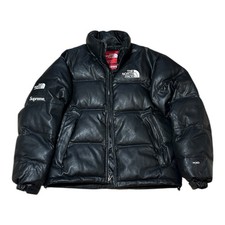 Supreme x The North Face Leather Nuptse Jacket Schwarz