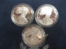 USA 3 x 1 Dollar Proof 1987 - 1995 - 1996  American Silver Eagle 1 oz Silber 999