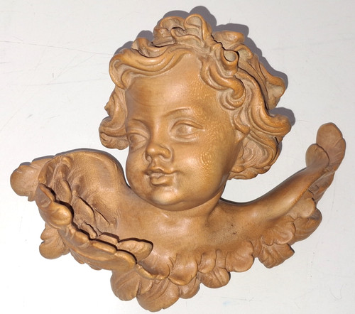 Holzfigur geschnitzt putte - holzfigur,