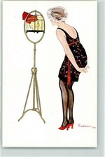 39194226 - sign. Baldrich R. Nr. 919 Frau Kanarienvogel im Vogelkaefig