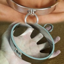 Metall Halsband Abschließbar Slave Restraint Adult O-Ring Neck Collar Mundknebel