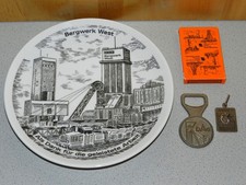 Bergbau IGBE Schlüsselanhänger + Kartenspiel • Wandteller DSK Bergwerk West, DAG