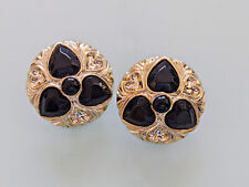 auffallende Ohrclip #02 - Gold / Schwarz - schön leicht - Kunststoff - 30mm