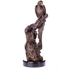Bronze Skulptur Papagei auf