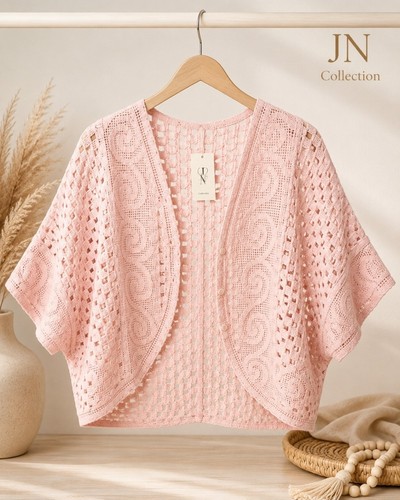 Boho häkeljacke rosa - häkeljacke,