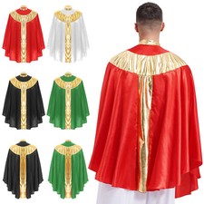 Herren Kostüm Adult Kardinal Sexy Papst Contrast Color Cape Cloak Metallisch
