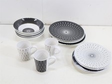 Camp4 Premium Geschirrset Black-White, 14-teilig Melamin Camping