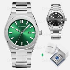 Hochwertige Herrenuhr Armbanduhr mit Datum & Saphirglas Stahl + Box