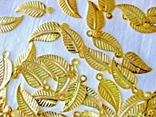 100 kleine Bastel-Blätter, Perlen,für Bauchtanz in gold,Metall ca.10x23mm  A66.2