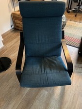 IKEA POÄNG Sessel – schwarzbraun / Hillared dunkelblau