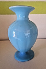 Vase hellblau / alabaster mit leichten Streifen - Mundgeblasen - Wie Neu - TOP