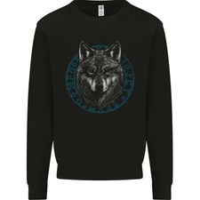 Ein Wolf In Wikinger Symbolen Text Valhalla Kinder Sweatshirt Pullover