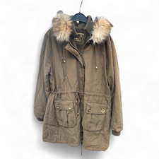 Yessica Damen Parka Gr 46 Khaki Kapuze Teddyfutter Wintermantel Warm Stylisch