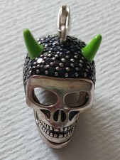 THOMAS SABO Totenkopf Anhänger groß • neon-grün • Rebel at Heart • PE417-041-11