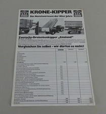Prospektblatt / Technische Daten Krone Dreiseitenkipper 185/57 + 220/80 - 1980er