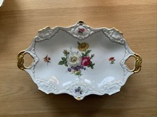Teller Kaiser Porzellan oval, Blumenmotiv m. Blattgold, W-Germany Top