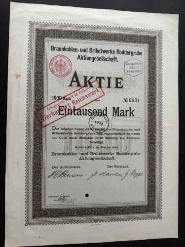 Historische aktie 1000 mark - aktie,