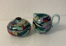 Salins France hübsches Set Zuckerdose und Milchkännchen Bunt