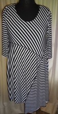 Magna - Lagenlook Tunika Gr 42 Streifen maritim schwarz weiß ungetragen 3/4 Arm