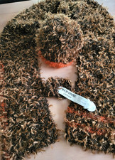 Schal Mütze"capriziös" UNIKAT HANDSTRICK NEU 200cm x 25cm  Mohair Wolle Poly-Mix