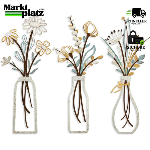 Wanddeko metall blumen - metall, 3