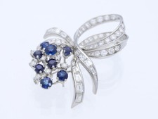 Juwelier Meister Brosche 4,40 Karat Brillanten Diamanten Saphire 950 Platin deta