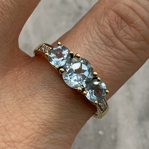 Karat gold ring - gold, blautopas