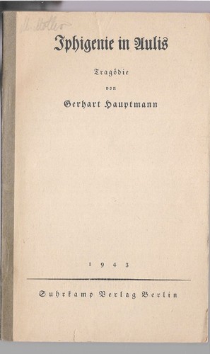 Gerhart hauptmann iphegenie - gerhart,