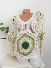 Damen Boho Style Häkel Pulli