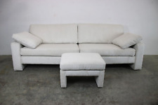 COR Conseta Couch Viersitzer Cord Stoff Weiß Designer Sofa mit Hocker Neubezug