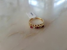 Brillantring 18ct Gelbgold mit Rubine Rubinring Brillanten 0,18 ct NEU Bandring