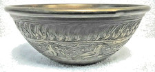 schöne Schale Schüssel Messingblech Deko verziert mit Motiven Höhe ca. 6 cm