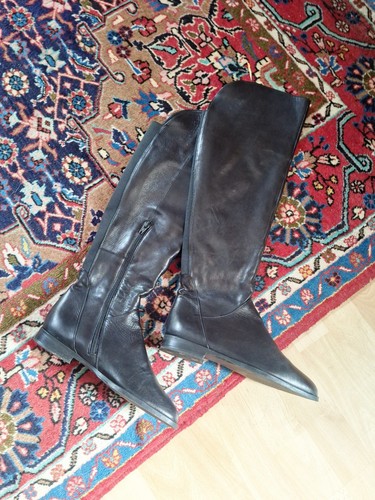 Overkneestiefel schwarz leder - schwarz,