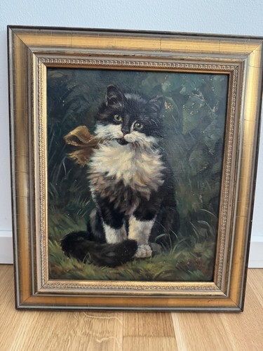ölbild einer katze garten - katze,