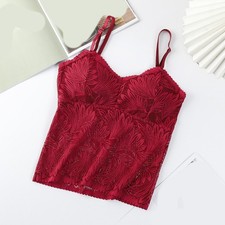 Damen Sommer Spitzen Camisole Weste mit Brustkissen geeignet für Frühling Herb