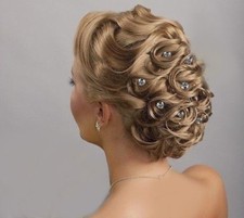 Kopfschmuck 12 Curlies Strass Haarschmuck zu Brautkleid Ballkleid Kommunionkleid