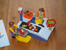 Playmobil Set 3201 Supermarkt Kasse Einkaufswagen Kassiererin Kassenband Kunde