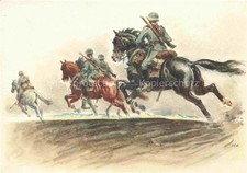 HUGENTOBLER J. E. Kuenstlerkarte Schweiz Offizier patrouille Pferde 