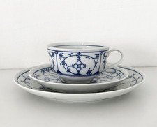 Winterling Vintage Gedeck Teetasse Untertasse Teller Indisch Blau Strohblume