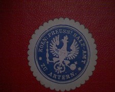 Siegelmarke Koen. Preuss. Salz - Amt  zu  Artern  