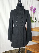 Wollmantel Gr 36 Jane Norman schwarz (S+34) karriert Taschen Knöpfe tailliert