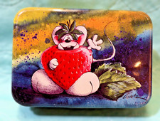 Blechdose, Metall Box, Diddl, Erdbeer Motiv, ca.12 cm x 8 cm x 4 cm
